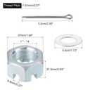 uxcell 2Sets Trailer Nut Kit, Carbon Steel 1"-14 Hex Castle Nut & 1.73" Washer & 2.05" Split Cotter Pin for Spindle, Shaft