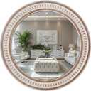 24 Inches Rustic Round Wall Mirrors - Wooden Farmhouse Circle Mirror for Bathroom, Entryway, Bedroom, Living Room, Entryway Decorative