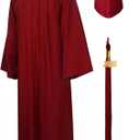 GraduationMall Matte Graduation Gown Cap Tassel Set 2021 for High School and Bachelor Maroon 39(4'6"-4'8")