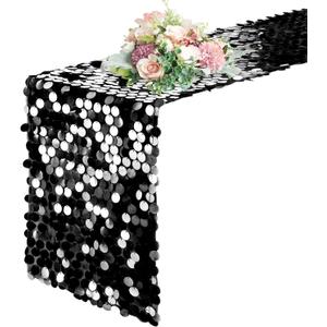 Pufogu 12 "x 108" Sequin Table Runner, Black Glitter Premium Big Sequin Table Runner, Rectangle Table Runners for Halloween, Christmas, Wedding Party, Birthday Party, Banquet Decor (1 Pack).
