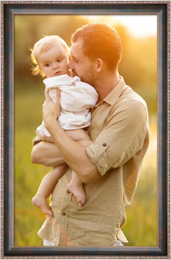 20x30 Frame Vintage Green, Ornate 30x20in Picture Frame with Floral Trim, for 20 x 30inch Gallery Photo Pic with HD Plexiglass, 1.6in Widen 0.8in Thick, Horizontal Vertical Wall Display