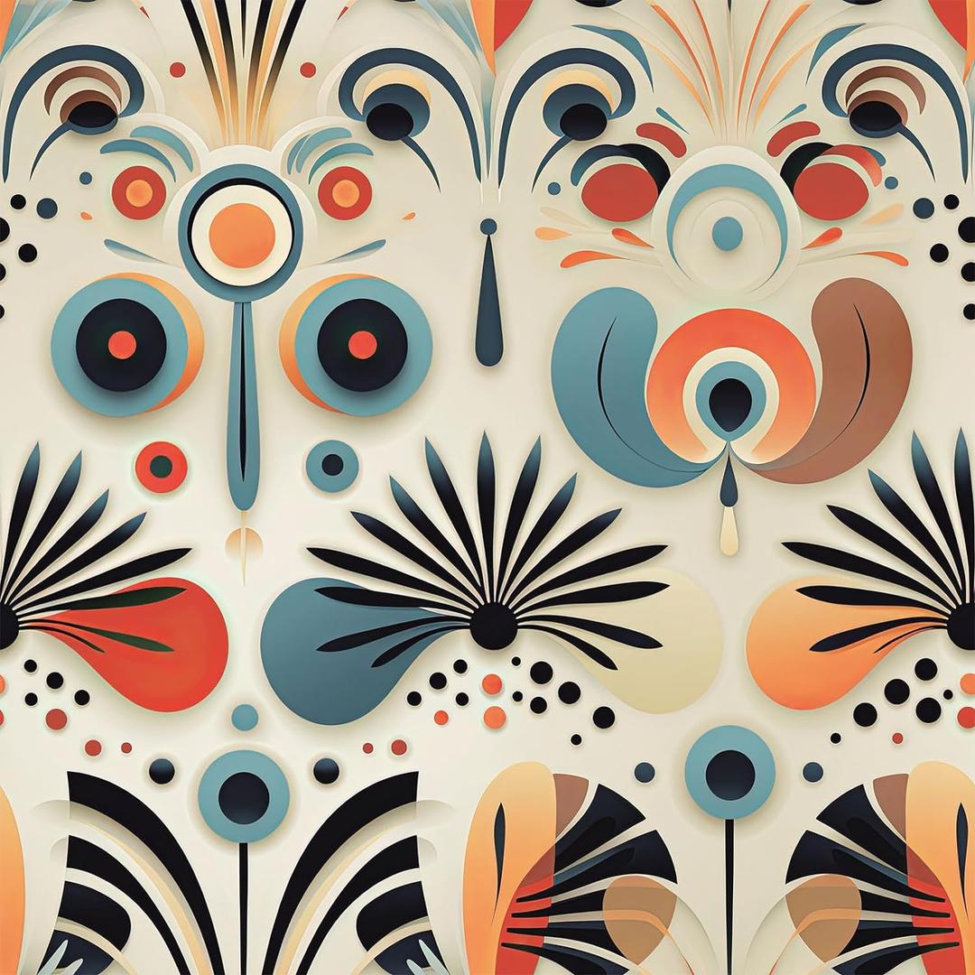 FLFK Boho Vintage Wallpaper Peel and Stick Removable Flower Shape Stripe Wall Mural for Living Room, Bedroom, Kitchen, Office, Apartment Decor 16"x128" (BW5458)