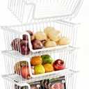 GAOKASE 4 Pcs Stackable Wire Baskets for Pantry Organizers and Storage,Vegetable Fruit Basket for Countertop,Kitchen Storage Metal Baskets,Produce Potato Onion Storage Bin,White