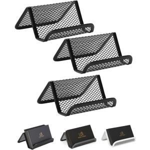 Mr. Pen- Metal Mesh , 3 Pack, Black, Card Holder for Desk Business Cards, Desk Card Holder for Office, Business Card Stand