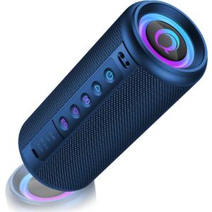 Portable Bluetooth Speaker, 2026 Bluetooth 5.4 Wireless Speaker with 20W HD Loud Stereo Sound, 20H Playtime, LED Lights, IP7, TWS Pairing, Built-in Mic, for Outdoor, Home, Beach, Party, Gift, Blue