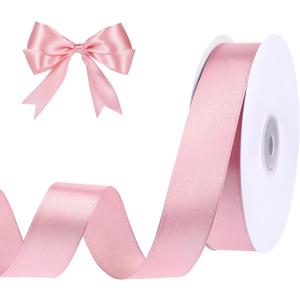 woric Pink Ribbon 1 Inch 50 Yards Pink Bows Satin Ribbon Mothers Day Ribbons for Graduation Leis Hair Garland Flower Bouquet Crafts Baby Shower Wedding Decor