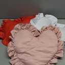 Heart Shaped Throw Pillow Love Heart Throw 20×16in/50×40cm Ruffle Valentine's Day Pillows for Couch Sofa Bed Love Decorative Plush Cushions Romantic Anniversary Decor Gift for Her(Light Pink) pack of 3