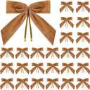 Utehilly 24 Pcs Camel Small Velvet Christmas Bows for Christmas Tree, Wreath, Gift Wrapping, Crafts, Wedding, Party, Twist Tie Bows for Treat Bag Bakery Candy Bags, Home Decor 1" W,3.5 x 3.5 inch
