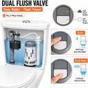 3 Inch Dual Flush Valve Replacement Kit for 2-Piece Toilets, Toilet Repair Kit Inside Tank with Fill Valve, Push Button, Gasket & Bolts, Fix Leaks, Running Toilet & Weak Flush, Water Saving