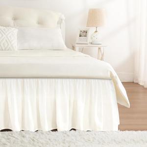 RIMELA Cream White Bed Skirt King Size 18 Inch Drop, Wrap Around Elastic Bedskirt, Dust Ruffle for Adjustable Bed Base Machine Washable Easy to Install Bed Skirts