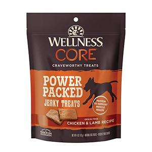 Wellness CORE Dog Treats, Natural, Grain Free, Tender Jerky, Chicken & Lamb (4 Ounce Bag) Bestby: 05/04/2026