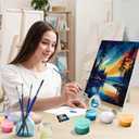 JOOZ Starry Sky Paint by Numbers Kit for Adults with Frame, Adult Paint by Number Kits with Easel, DIY Starry Night Landscape Oil Painting Kit for Home Wall Decor 8x12 Inch