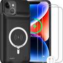 Battery Case for iPhone 14, Upgraded 10000mAh Rechargeable Portable Charging Case with Wireless Charging Compatible for iPhone 14 (6.1 inch) with Carplay Extended Battery Pack Charger Case (Black)