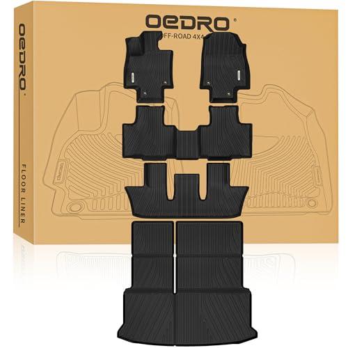 OEDRO Upgraded Floor Mats Fit for 2024 2025 2026 Toyota Grand Highlander w/ Subwoofer 7 Seat(Include Hybrid), TPE Interior Seat Back Covers and Cargo Liner Behind 3rd Row (Trunk Mat with Backrest Mat)