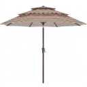 ABCCANOPY 9Ft 3 Tiers Market Umbrella, Outdoor Table Umbrella for Patio, Deck, Backyard (Colored Stripes)