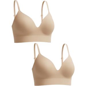 SHAPERMINT Bra - Wireless Bras for Women No Underwire - Wirefree Bralettes for Women with Support - Wireless Bra Bralette (Large, Chai)
