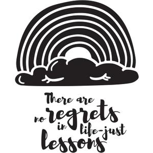 Girls No Regrets in Life Just Lessons Uplifting Quote Wall Decal Decoration Cute Rainbow Boho Design Beautiful Clouds Lasts Years and Easily Removable - Size: 24 in(W) x 30 in(H)