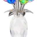 Movdyka Crystal Colorful Rose Flower Figurine with Vase Handmade Romantic Glass Rose Gifts for Wife Mom on Mother's Day Birthday Christmas Wedding Valentines Home Decorations (Multicolor)