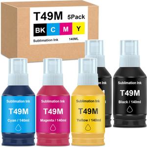 Mutikor T49 T49M Sublimation Ink Compatible Replacements for T49H T49L Printers F170 F570, Sublimation T49M1 T49M2 T49M3 T49M4, 2 Black & 3 Color T49M (Autofill/ICC-Free/Anti-UV)