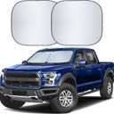 Detachable Truck Windshield Sun Shade | Foldable Sunshade for Front Windshield | Pickup Truck Sun Visor for Heat and UV Protection Premium Reflective & Dual Layer Design - Large 74"x36"