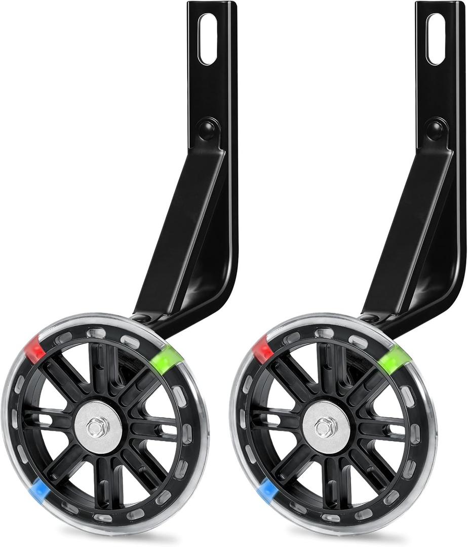 PRUNUS Flash BIKE Training Wheels for 12 14 16 18 20 Inch.Training Wheels for Kids Bike is Heavy Duty.Bicycle Training Wheel is Suitable Single Speed Bike