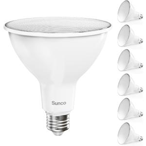 Sunco 6 Pack Outdoor Flood Light Bulb LED PAR38, Exterior Spotlight Bulbs, Weatherproof, 1050 LM, 13W (100W Equivalent), 5000K Daylight, Wet Rated, Dimmable, E26 Base UL