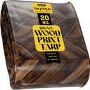 Core Tarps Extreme Heavy Duty 20 Mil Tarp Cover, Waterproof, UV Resistant, Rip and Tear Proof, Poly Tarpaulin with Reinforced Edges for Roof, Camping, Patio, Pool, Boat (Brown Wood/Black 12 X 20)