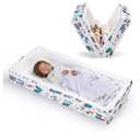 Umoving Portable Toddler Travel Bed – Foldable Soft Foam Floor Crib with Washable Cover, Built-in Safety Rails, No Assembly, Compact for Travel & Home Use, Cream