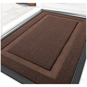 Front Door Mat Indoor Outdoor Entrance, Waterproof All-Season, All-Weather Doormat, Sturdy Natural Rubber, Fade Resistant, Low Profile, Easy Clean Patio Porch Entryway Mat