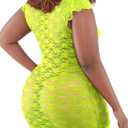 Women's Plus Size Chemise Floral Lace Lingerie Bodysuit Mesh Babydoll Sleepwear C16 (Yellow, XXL)