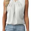 BMJL Women's Silk Satin Tank Top Summer Business Casual Outfit 2025 Sleeveless Work Dressy Shirt (Large, White)