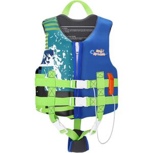 HeySplash Toddler Swim Vest, Kids Swimming Jacket Fit 30-50/50-80lbs, Child Floaties Vest wiht Safety Strap, Float Jacket for Girls/Boys on Pool,Beach,Boating, Learn to Swim Aid, M 3-6 Yrs/L 6-9 Yrs