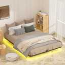 Queen Size Floating Bed Frame with Smart LED Lights, Heavy Duty Metal Platform Floating Bed Frame, No Box Spring Needed, Easy Assembly, Noise Free
