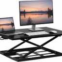 Mount-It! Standing Desk Converter  Sit Stand Desk Riser with Gas Spring Lift, Slim 2.5" Low Profile, Height Adjustable Desktop Workstation, Preassembled Sit-Stand Solution for Home & Office (Black)