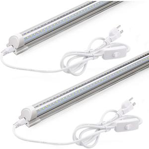 Barrina LED Shop Light 2FT, 20W 3000LM 6500K, T8 LED Light Fixture, Clear Cover, Ceiling and Utility Linkable Tube Lights for Room, Garage, Workbench, Warehouse, 2 Packs