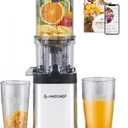 AMZCHEF Cold Press Juicer, Juicers Machines - Wide Mouth & Large Feed Chute for Whole Fruits & Vegetables, Stainless Steel Slow Masticating Juice Easy to Clean, Large Auger, Double Strainers