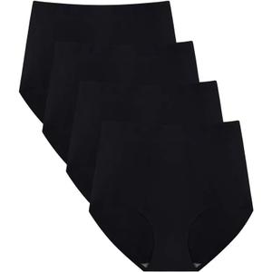 FallSweet No Show High Waist Briefs Underwear for Women Seamless Panties, Pack of 4 (Black4, XL)
