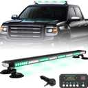 XRIDONSEN 37 Inch 104 LED Roof Top Green White Emergency Lights Magnetic Traffic Advisor Strobe Light Bar Double Side Warning Flashing Safety Lights for Firefighter Vehicles POV Fire Trucks Pickup