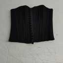 Sexy Strapless Corset For Women, Lace Up Backless Crop Tube, Going Out Bandeau Top (Black), XS