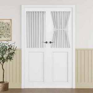 Vatge White French Door Curtains for Front Door and Small Windows on Glass Door, 1 Panel, W25 x L40, Greyish White