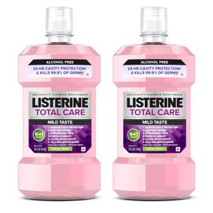 Listerine Total Care Alcohol Free Mouthwash, Fresh Mint, 1L, Pack of 2 (33.8 Fl Oz (Pack of 2))