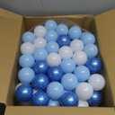 GOGOSO Ball Pit Balls for Toddler, Baby Plastic Playballs Kids Soft Pastel Pelotas Non-Toxic BPA-Free Pearl Blue+Light Blue+White 100 Balls