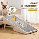 Dog Stairs for Small Dogs 16" H - Upgraded Non-Slip Dog Ramp for Couch, Foldable 2-in-1 Pet Ramp and Ottoman, Pet Stairs for Puppy, Pet Steps with Solid Wood Frame (Beige)