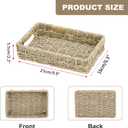 Bathroom Vanity Tray, Seagrass Narrow Counter Tray with Handles, Decorative Woven Organizer Trays for Toilet Tank, Shelves, Farmhouse Hand Towels Basket Holder for Storage, Natural (Small)