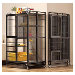 Multi-Tier Collapsible Cat Cage Crate, cat playpen for Indoor with 360° Wheels, Metal Wire Cat Kennel with Secure Lock, Large Ferret Playpen for Adult Cats Kitten Chinchilla (Black 4-Tier)