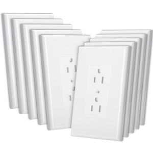 Bates Duplex Wall Outlet Covers - 10 Pack, White Wall Plates
