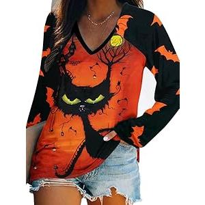 Women Halloween Shirt Why Yes I Can Drive a Stick Tshirt Funny Sarcastic Witch T-Shirt Hocus Pocus Holiday Long Sleeve Tops, Medium