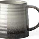 Ceramic Coffee Mugs, 16oz, Large Capacity, Wide Bottom, Transmutation Glaze Craft, Handmade Pottery Mug, Tea Cups with Handle for Office/Home, Dishwasher and Microwave Safe (Grey Black)