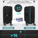 RAINSMORE Expandable Carry on Luggage 20 Inch, Airline Approved Carry on Suitcase with Front Pocket&Laptop Compartment, Hardshell Rolling Travel Luggage with Spinner Wheels,Black