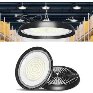 300W UFO LED High Bay Light,33000lm, Daylight 6000K,6FT US Plug,AC110-277V,Waterproof IP65 Commercial LED Shop Lights for Workshop Factory Barn Warehouse, Garage ETL Listed (300W-1Pack)